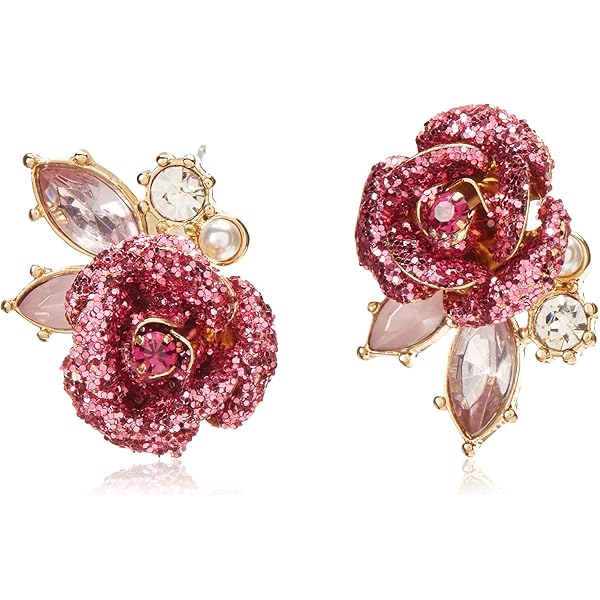 Collier Betsey Johnson Tête De Mort Avec Strass Roses – Métal Doré