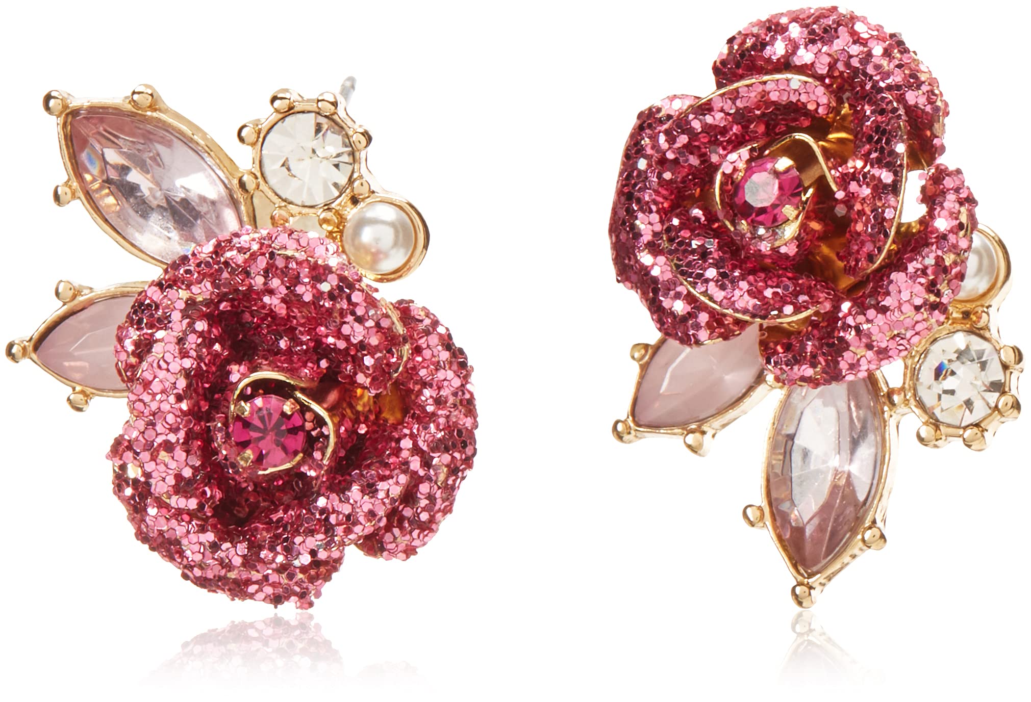 Glitter Rose Mismatch Stud Earrings
