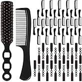 48pcs Bulk Hair Brushes and Combs for Homeless,Black Individually Wrapped Women Hair Brush and Comb Set,Anti Entangling HairBrush Massage Comb for Hotels Homeless Care Charities