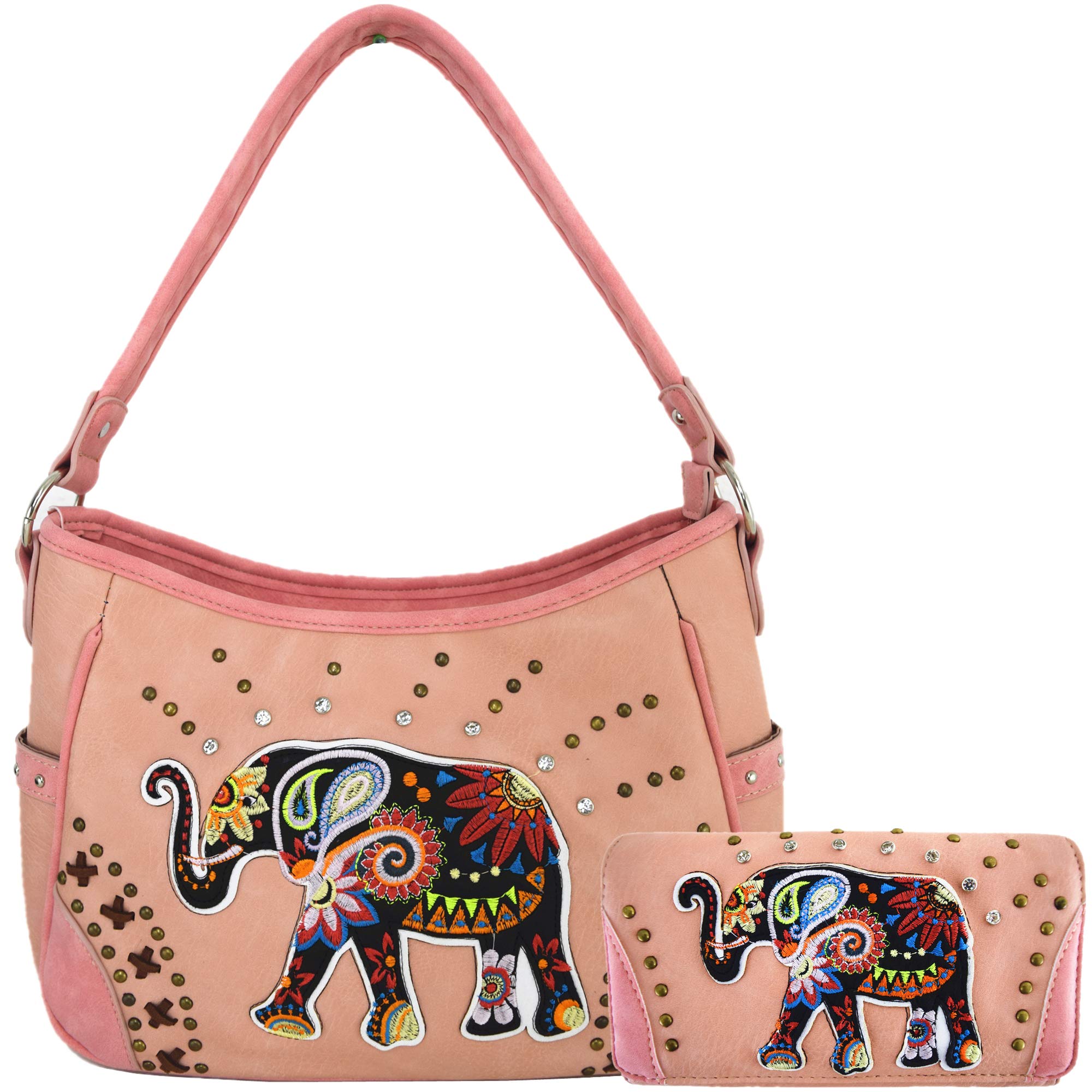 thumbnail image 2 of HW Collection Elephant Western Embroidered Shoulder Bag With Concealed Carry 2 of 6