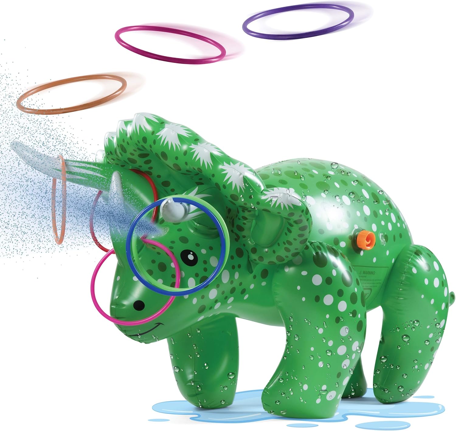 Prextex 2 in 1 Dinosaur Water Sprinkler and Ring Toss Combo Inflatable Water Toy Fun Outdoor Water Toys Activity for Toddlers and Kids: Toys & Games