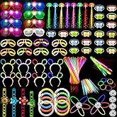 170PCS Glow in the Dark Party Supplies, Glow Sticks Bulk Party Pack, 8PCS LED Glasses, 8PCS LED Hair Clips Fiber Optic, 8PcsS Glow Bracelets, 4PCS LED Fidget Spinner Bracelets, 100PCS Glow Sticks, etc