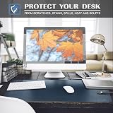 K KNODEL Large Desk Pad 80x40cm Dark Blue PVC Leather Dual Sided view 6