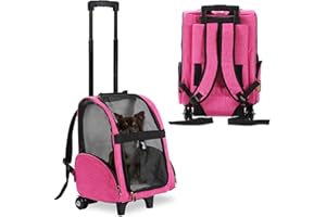 KOPEKS Deluxe Backpack Pet Travel Carrier with Double Wheels for Pets up to 10 Pounds - Black - Approved by Most Airlines