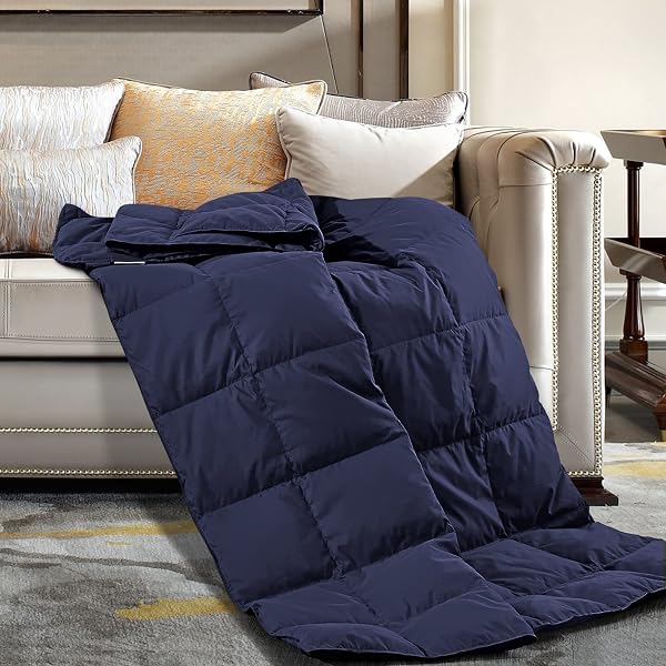 Amazon.com: puredown Soft Down Throw Blanket Lightweight Packable Couch  Throw for Indoor and Outdoor Use, 50X70, Navy : Home u0026 Kitchen