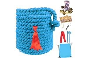 DIGNEW 60FT Tug of War Rope,Tug a War Rope,Tug of War Rope Adult with 10 Medals,2 Flags,Whistle,2 Hooks,Demarcation,Ribbon and Storage Bag,Outdoor Backyard Game,Team Game