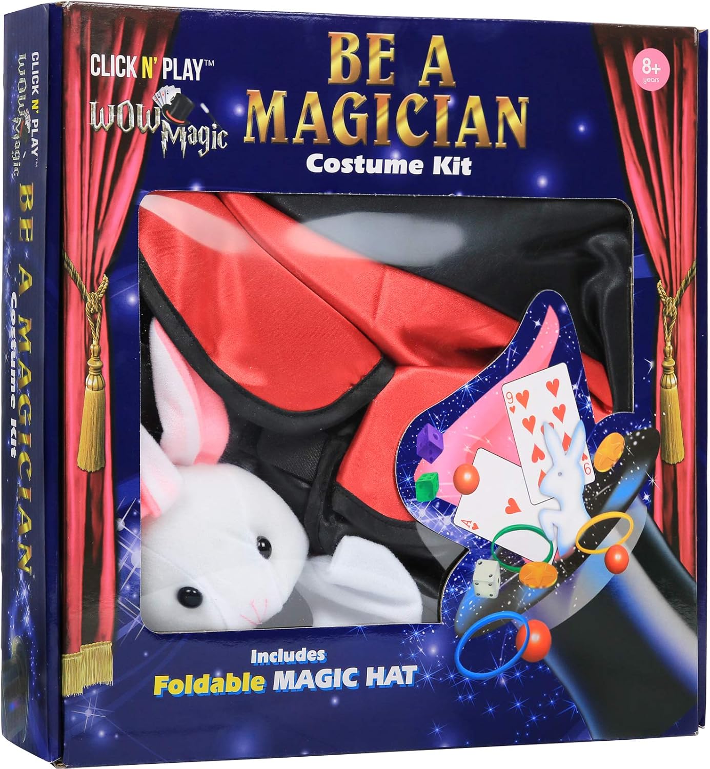 Click N' Play Magician Pretend Play Dress Up Set with Accessories, Hat & Rabbit Magic Tricks: Toys & Games