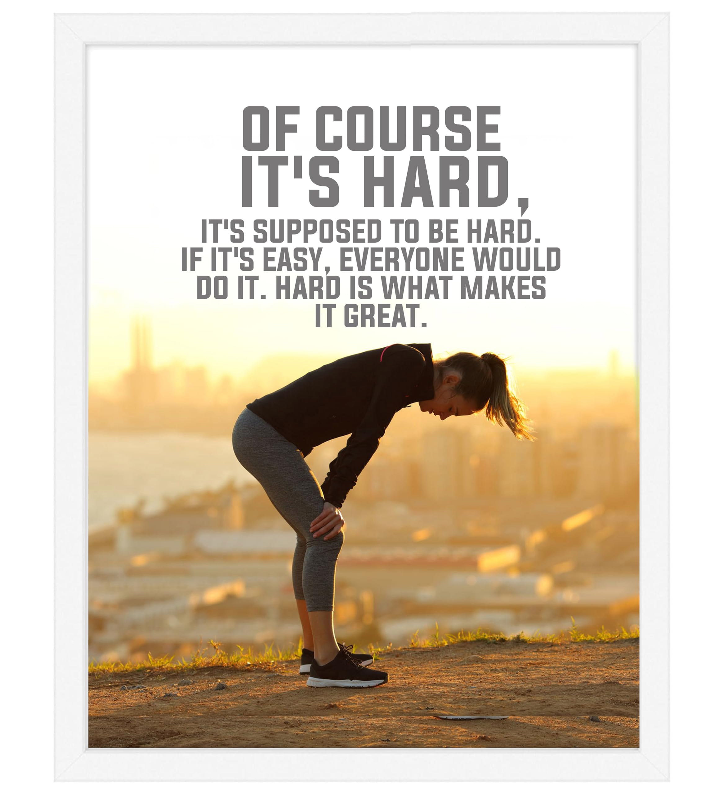 Photo 1 of "Of Course It's Hard"-Motivational Wall Art Print - Inspirational Quote Decor for Home Gym-Office-Workout Room-Positive Mindset Gift-Fitness Poster for Athletes-Runners-Gym (Unframed, 11 x 14 inches)