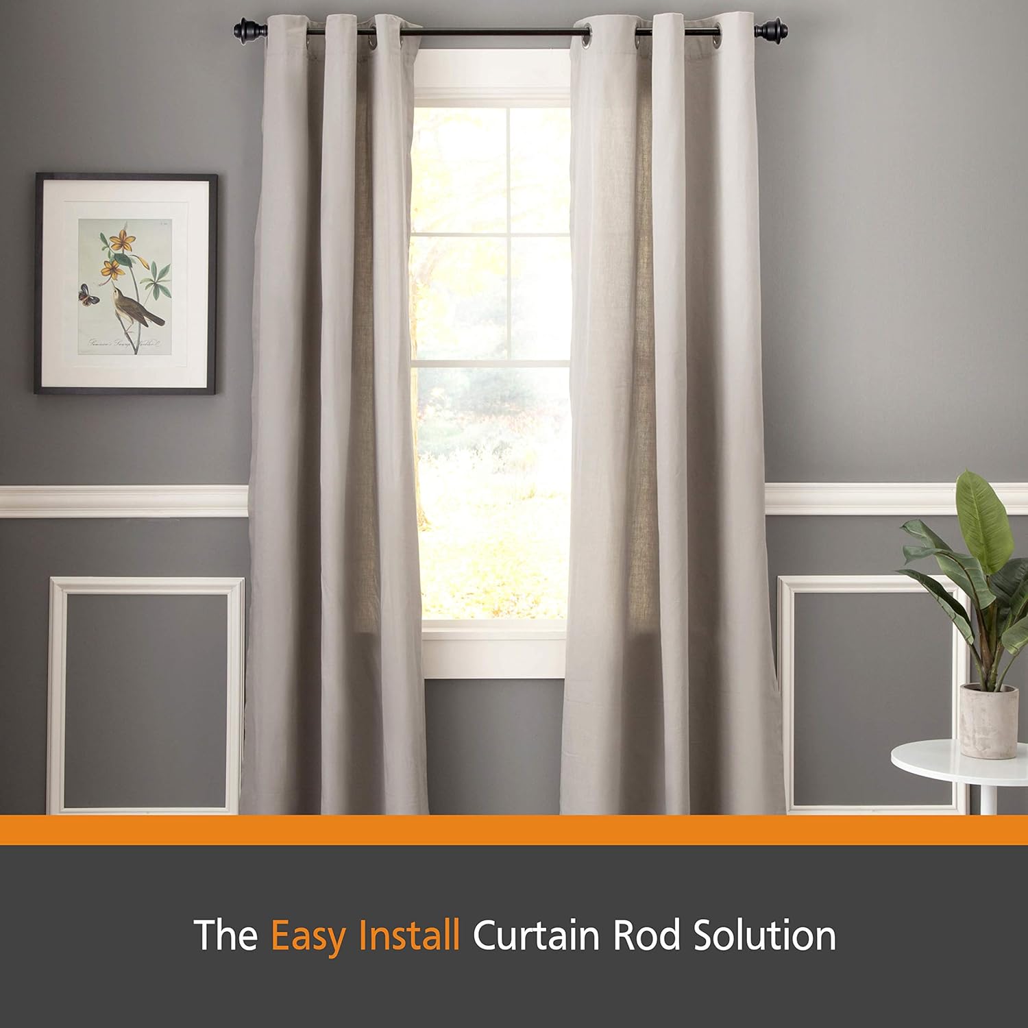 Kenney 5/8" Fast Fit Finn Easy Install Curtain Rod, Weathered Brown, 66"-120": Home & Kitchen