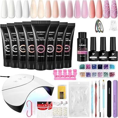 PHOENIXY Poly Nail Gel Kit 8 Colors 36W Lamp Full DIY Extension Set