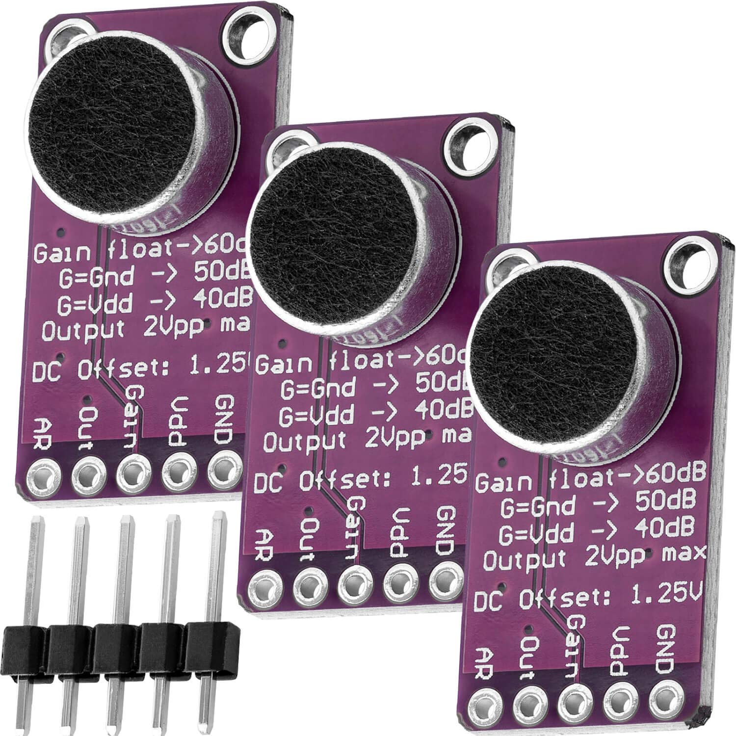 AZDelivery Max9814 Microphone AGC Amplifier Board 2.7V - 5.5V Auto Gain Control Amplifier 40dB/50dB/60dB compatible with ESP8266, ESP32 and Arduino Including E-Book! (Pack of 3)