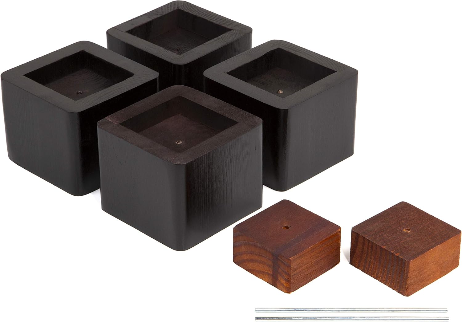 Richards Homewares Wooden Adjustable Lifters – 2.75 inch Furniture Riser Lifts – Heavy Duty 1300 lbs. Capacity for Beds, Couch, Desk, Table, etc Set of 4, Espresso Wood (Pack of 4): Home & Kitchen