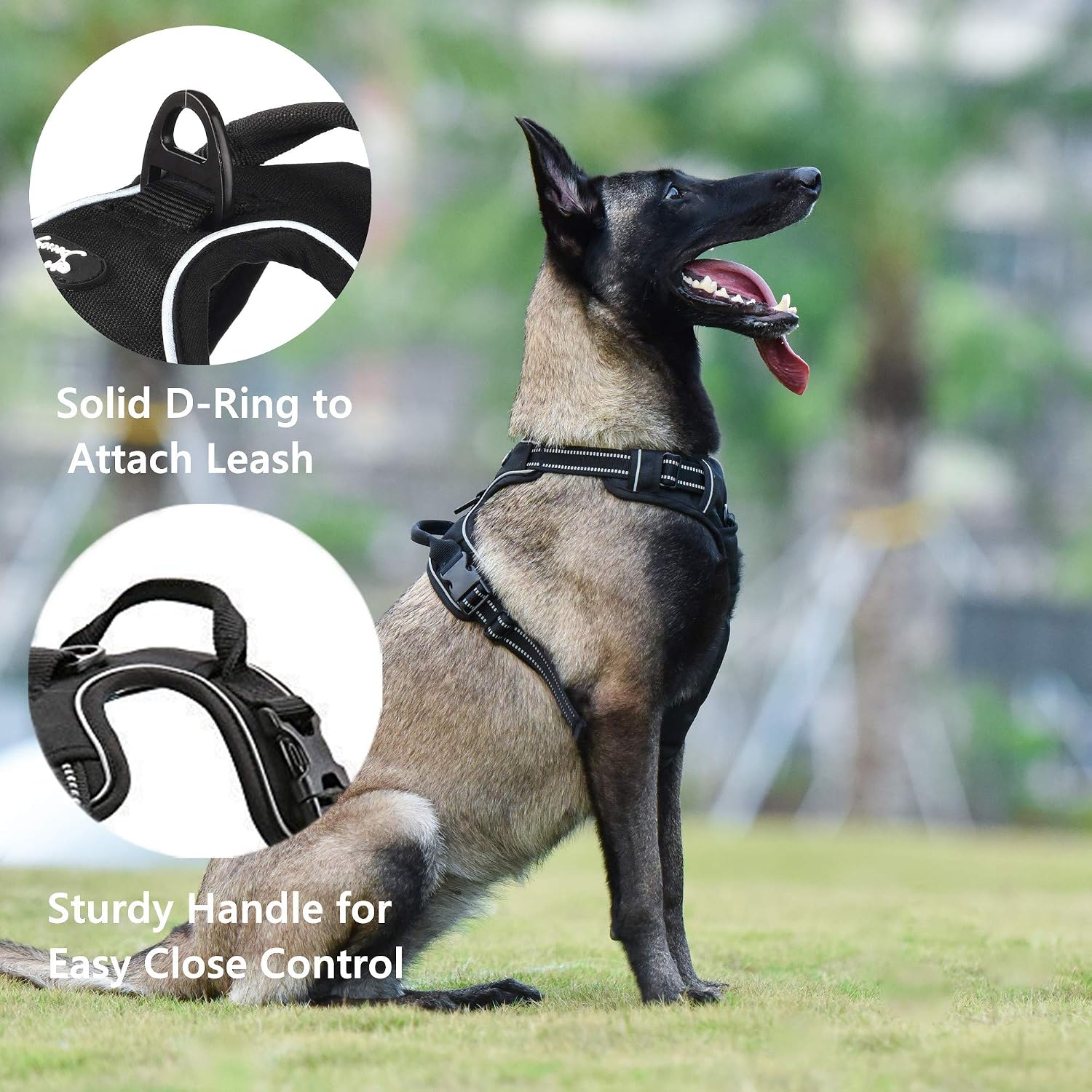 Louvra Dog Harness Small No Pull Heavy Duty Dog Vest Harness with Handle Reflective Adjustable Balance Harness with Lightweight Breathable Mesh for Pets Outdoor Training Walking Running(Black,S) - Image 4