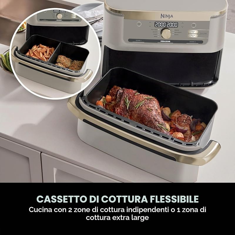 MAX PRO, Friggitrice ad Aria Formato Famiglia, 6 Funzioni, Beige/Oro