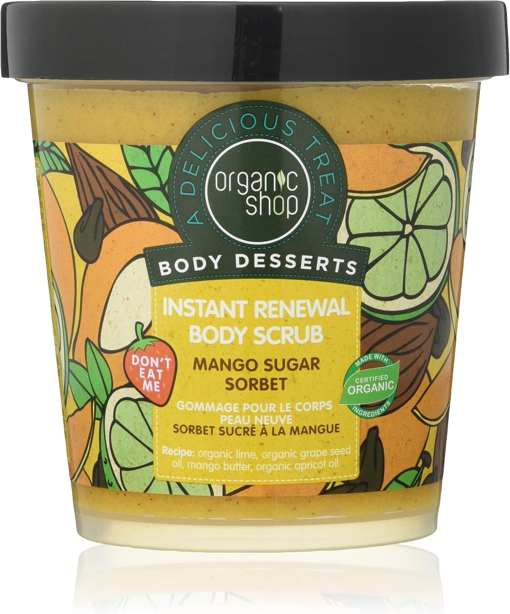 Organic Shop Mango Sugar Sorbet Body Scrub Instant Renewal 450 ml Soft Glowing
