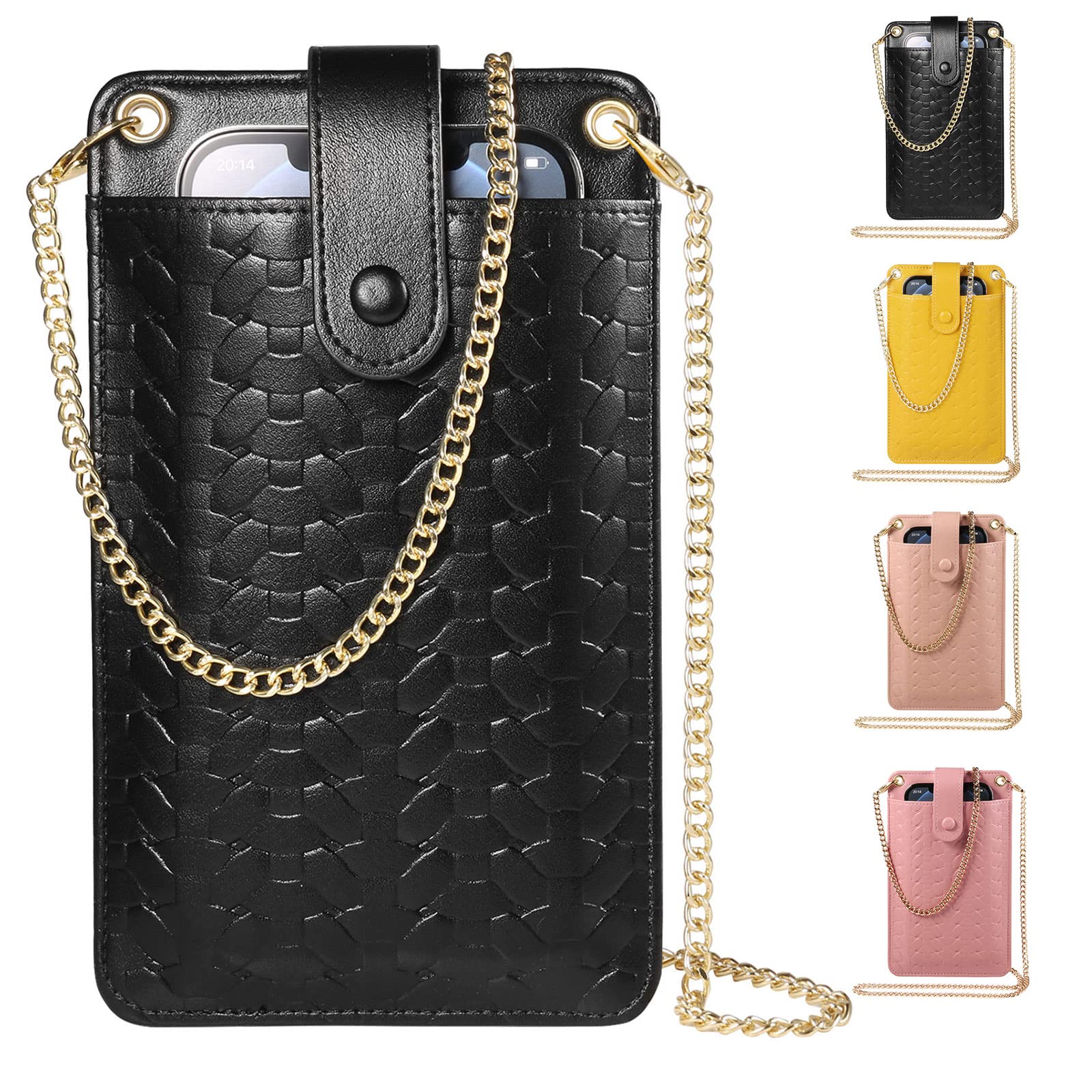 Womens Crossbody Cellphone Bag Small Travel Shoulder Purse Chain Strap Satchel Compatible for iPhone 12 Pro Max/Galaxy S21 Note 20 Ultra S21+ S20 FE A02s A11 A12 A21s A32 A42 A52 A71 (Black)