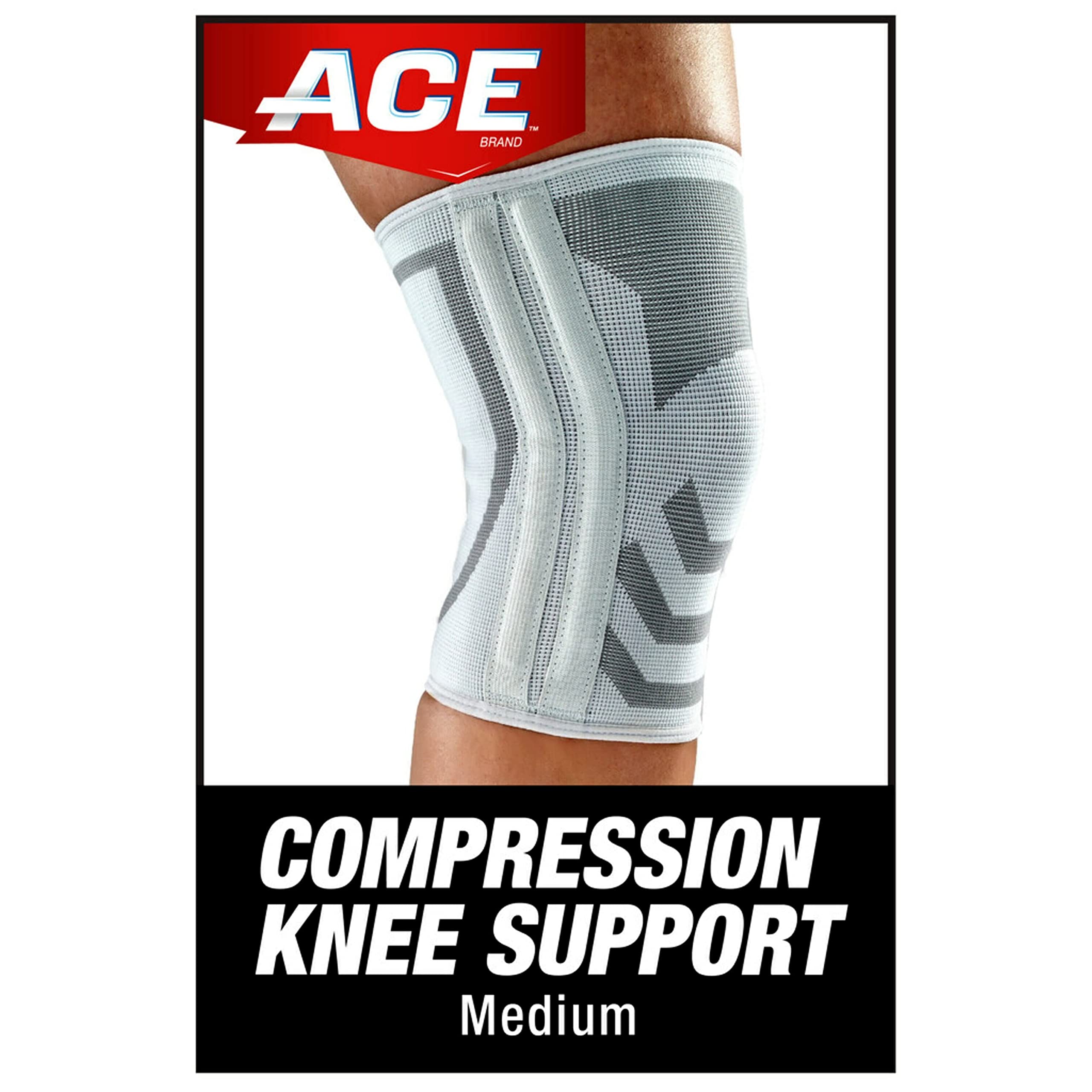 ACE Compression Knee Brace w/Side Stabilizers, Support Injured Knee With Mild Compression. Breathable Properties Let Sweat Escape, Medium