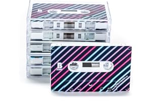FYDELITY 80's Fruit Stripe Cassette Tape Blank Cassette Tapes for Recording Blank Audio Tapes Clear Audio Cassette Tape Color Cassettes Tapes Empty Cassette Tape Recordable Tapes- 5 Pack 60 Minute