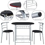 Yaheetech 3 Piece Dining Set Modern Round Table 2 Chairs Wine Rack Black view 4