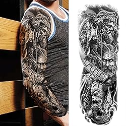 20 Sheets Lion Extra Full Arm Temporary Tattoos For