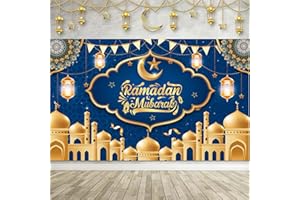 Large Ramadan Banner Decorations - 2026 Ramadan Eid Mubarak Backdrop Banner for Home Party Decor Wall Indoor Outdoor 71"×43"
