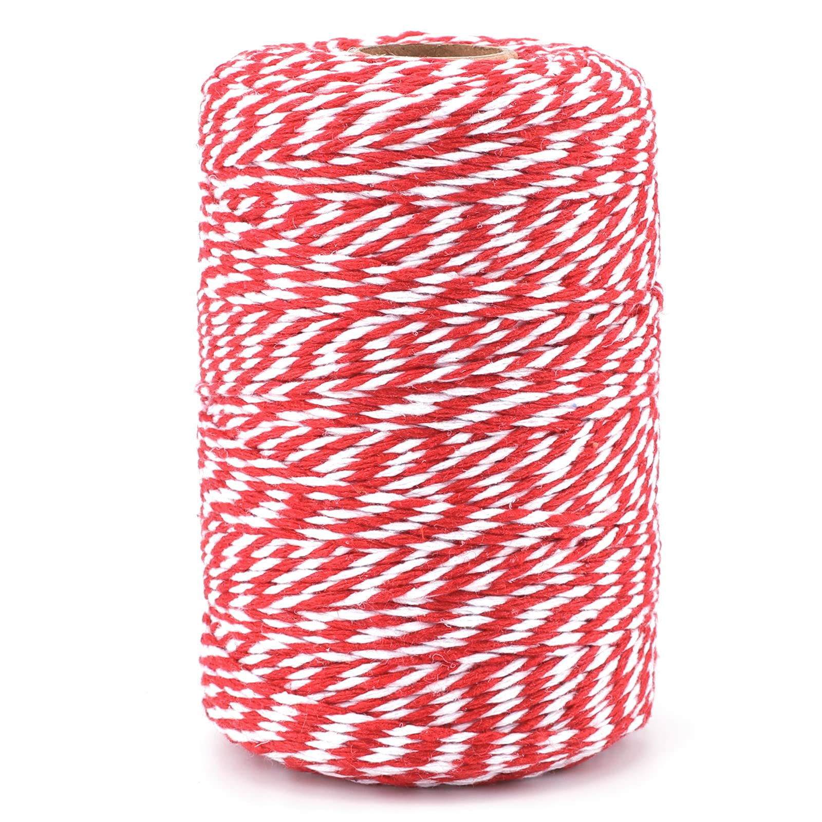 jijAcraft Christmas Red and White String: 200M Cotton Bakers Twine, 2MM Garden Thread Twine, 656 Feet Durable Cotton String for DIY Crafts, Gift Wrapping, Packing, Christmas Decoration