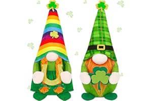 ZATAYE 2 Pack St Patricks Day Gnomes, Faceless St Patricks Plush Gnomes Doll Decor, Lucky Irish Leprechaun Gnomes with Horseshoe Shamrock Decor, Handmade Green Elf Gnomes for Shelf Mantel Decorations