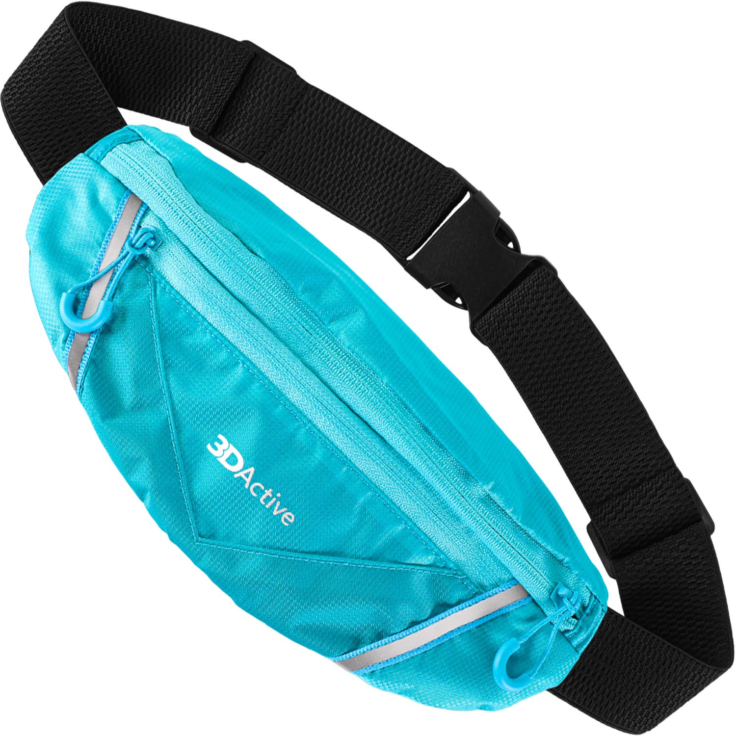 3DActive Running Belt PRO Waist Pack, Water Resistant Runners Belt, Workout Fanny Pack, Ultra-Lightweight, Adjustable, Reflective Running Pouch for Exercise, iPhone, Android & Accessories - Sky Blue