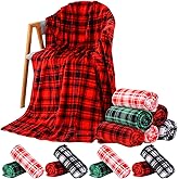 Buryeah 32 Pcs Christmas Buffalo Plaid Blankets Throws Bulk, 60 x 50 Inches Soft Cozy Flannel Blanket Warm Checkered Throws for Sofa Bed Couch Car Homeless Winter Travel Home Decor