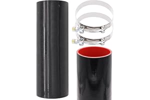 Taigoehua ID 4inch 4-Ply Straight Coupler Silicone Hose 5mm Thickness 12inch Length With 2 X Stainless Steel T-clamps (4inch(102mm))