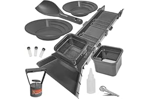 SLUICE FOX Sluice Box Compact Gold Panning Kit; Portable Sluice Box and 2 Classifier sifting Pans; classify While You Sluice with This Patented Prospecting Tool Set (Green Color)