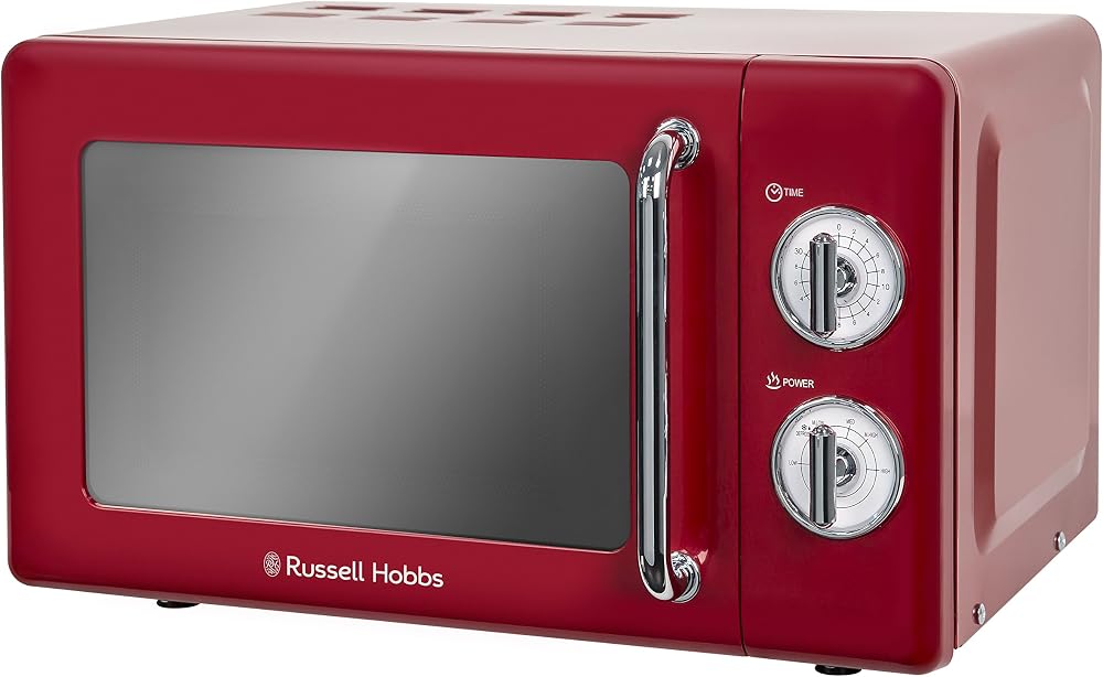 Russell Hobbs 17L Red Retro Solo Microwave 700W, 5 Power Levels