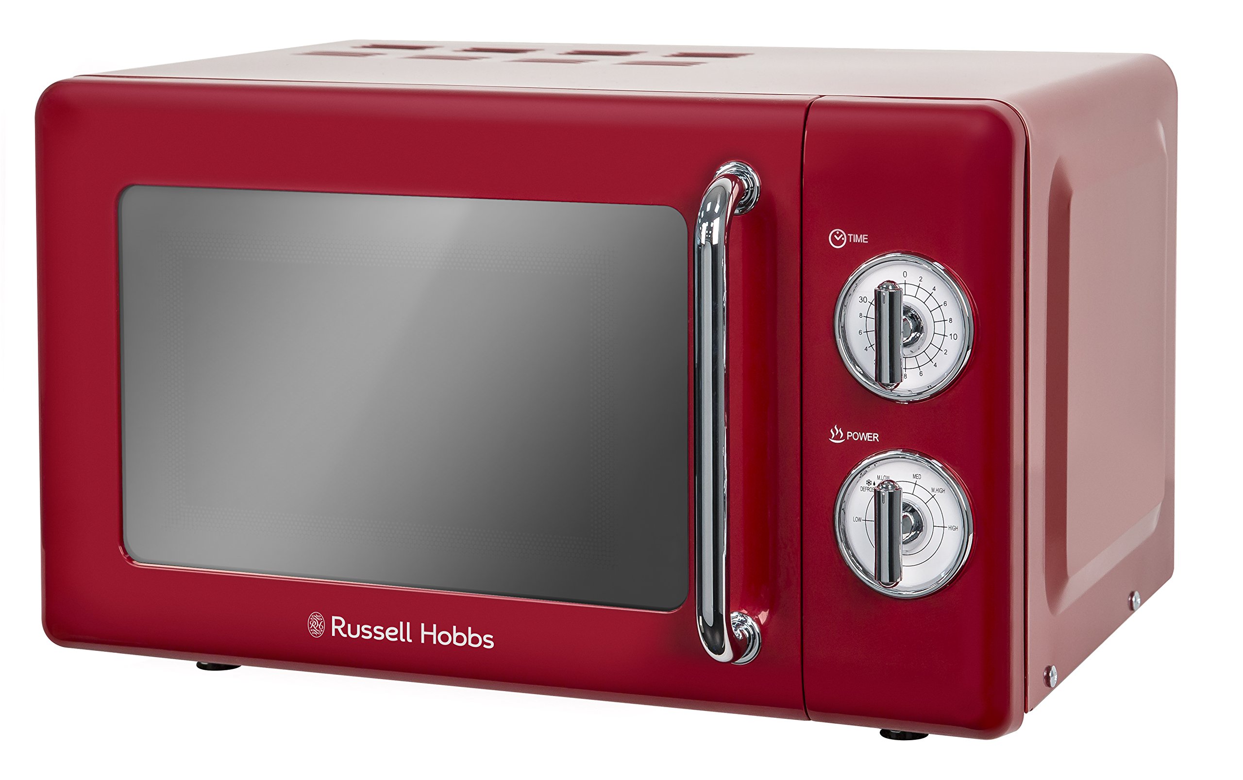 Russell Hobbs RHRETMM705R-N 17 L 700 W Red Compact Retro Solo Manual Microwave With 5 Power Levels, Timer, Defrost Setting, Easy Clean
