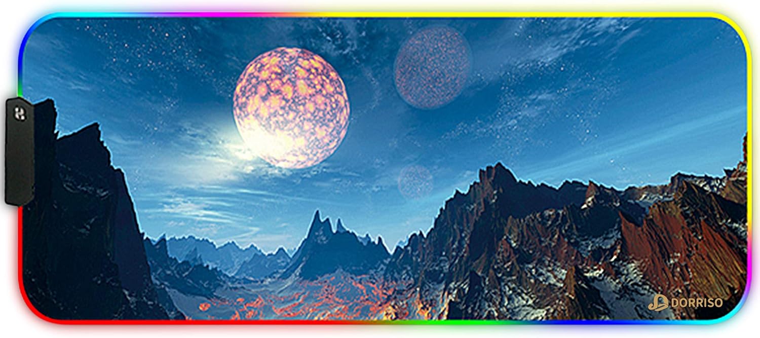 DORRISO RGB Gaming Mouse Pads XXL Large Mat 900x400x3mm Mousepad Anti-Slip Rubber Base Computer Keyboard Mice Mat for PC Laptop Desk Gaming Mouse Mats Blue B