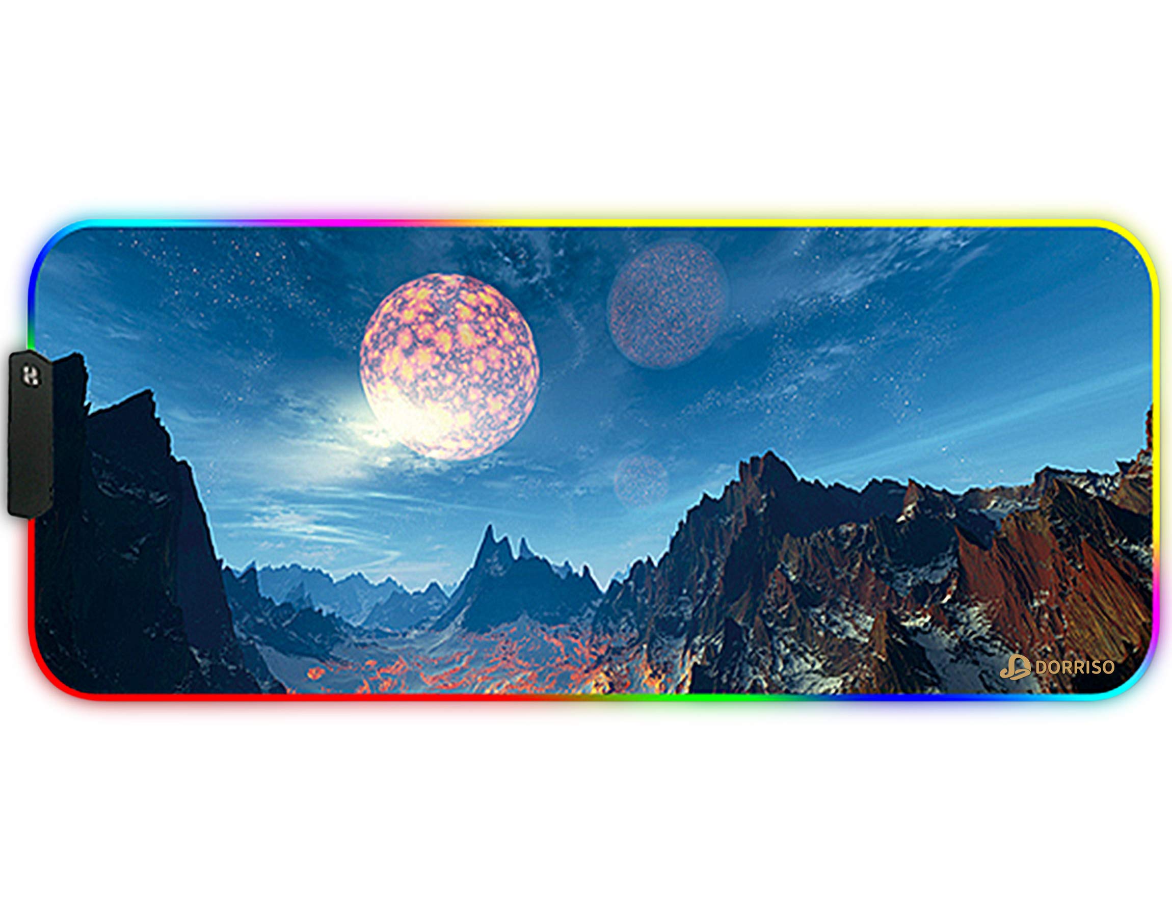 DORRISO RGB Gaming Mouse Pads XXL Large Mat 900x400x3mm Mousepad Anti-Slip Rubber Base Computer Keyboard Mice Mat for PC Laptop Desk Gaming Mouse Mats Blue B