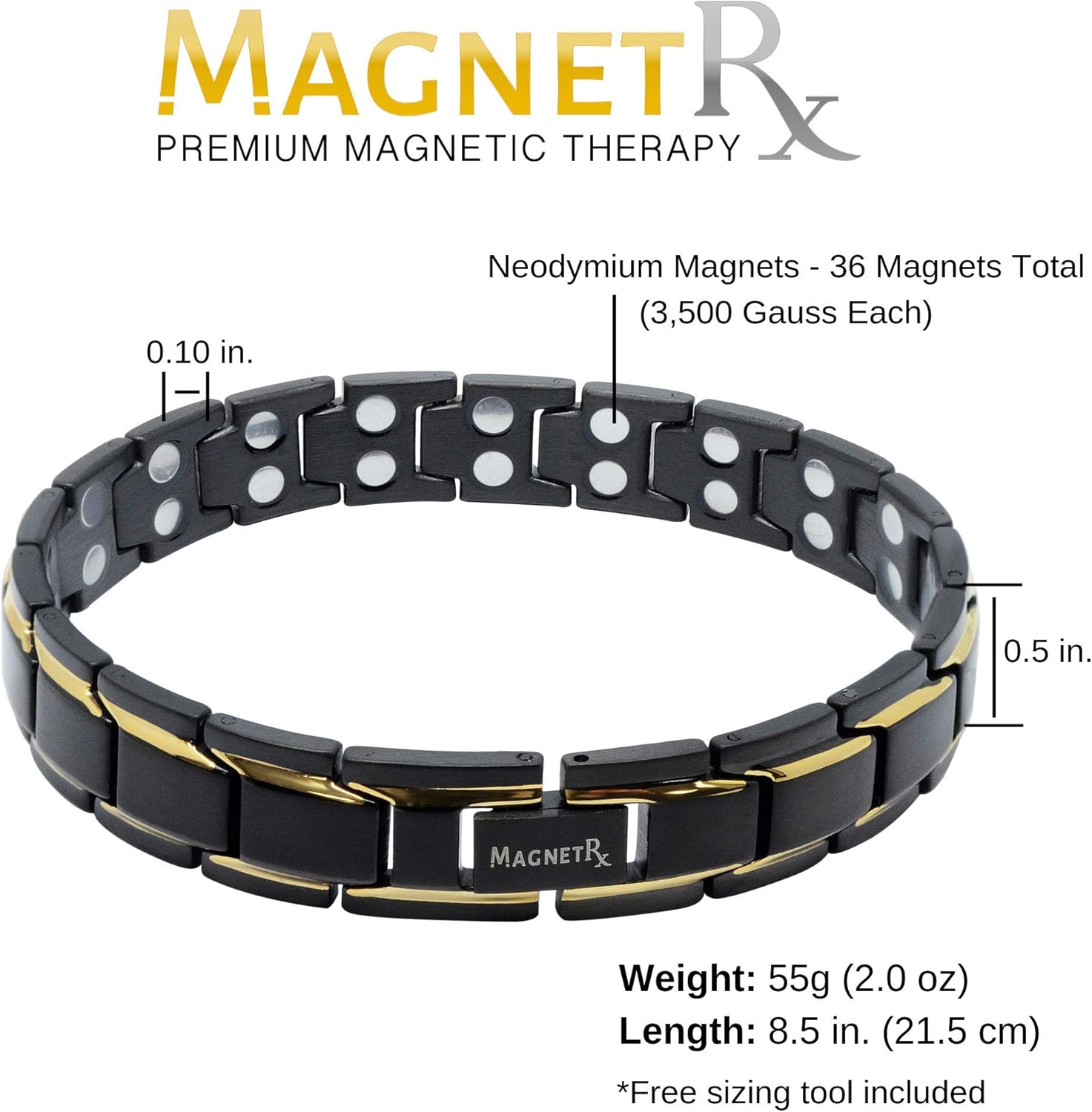 MagnetRX Ultra Strength Magnetic Therapy Bracelet Double Magnet Pain Relief for Arthritis and Carpal Tunnel: Health & Personal Care