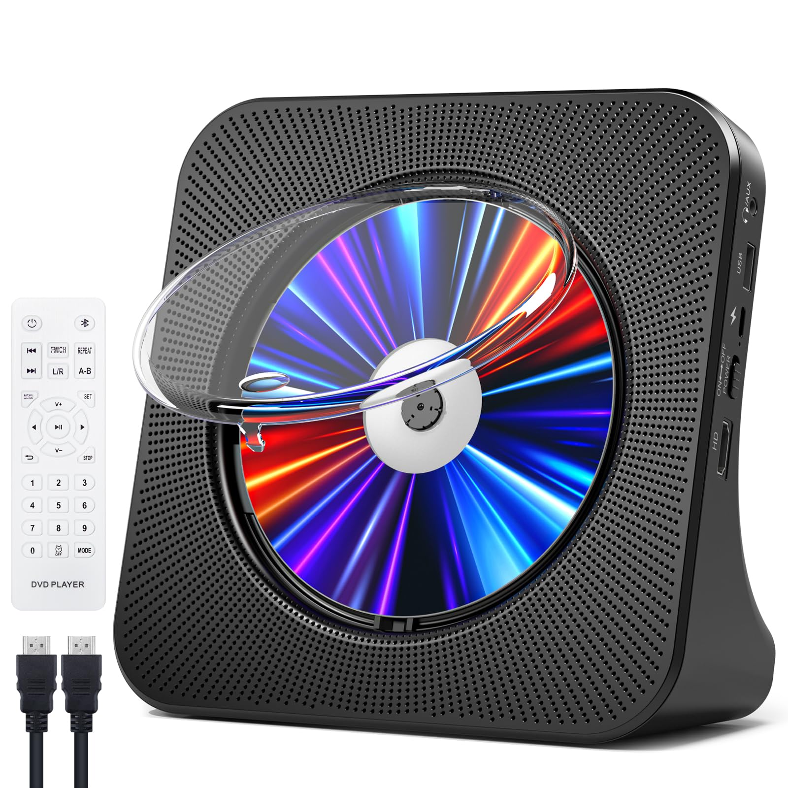 Photo 1 of Gueray CD Player DVD Player for TV CD Players for Home with Bluetooth Speakers Supports Remote Control Display FM Radio with USB Playback 3.5 mm AUX Alarm Clock All Region Free with AV Dust Cover