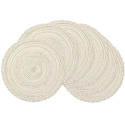 SHACOS Round Placemats Set of 6 Boho Braided