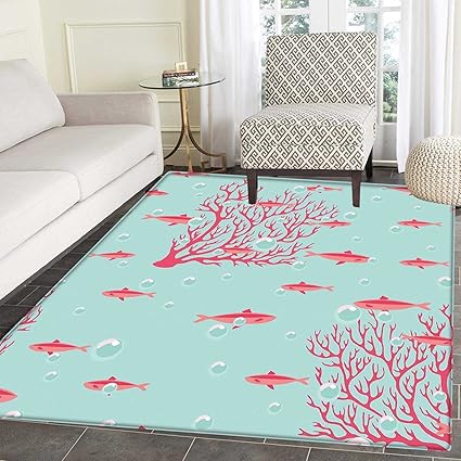 Amazon Com Coral Floor Mat Pattern Aquatic Pattern With