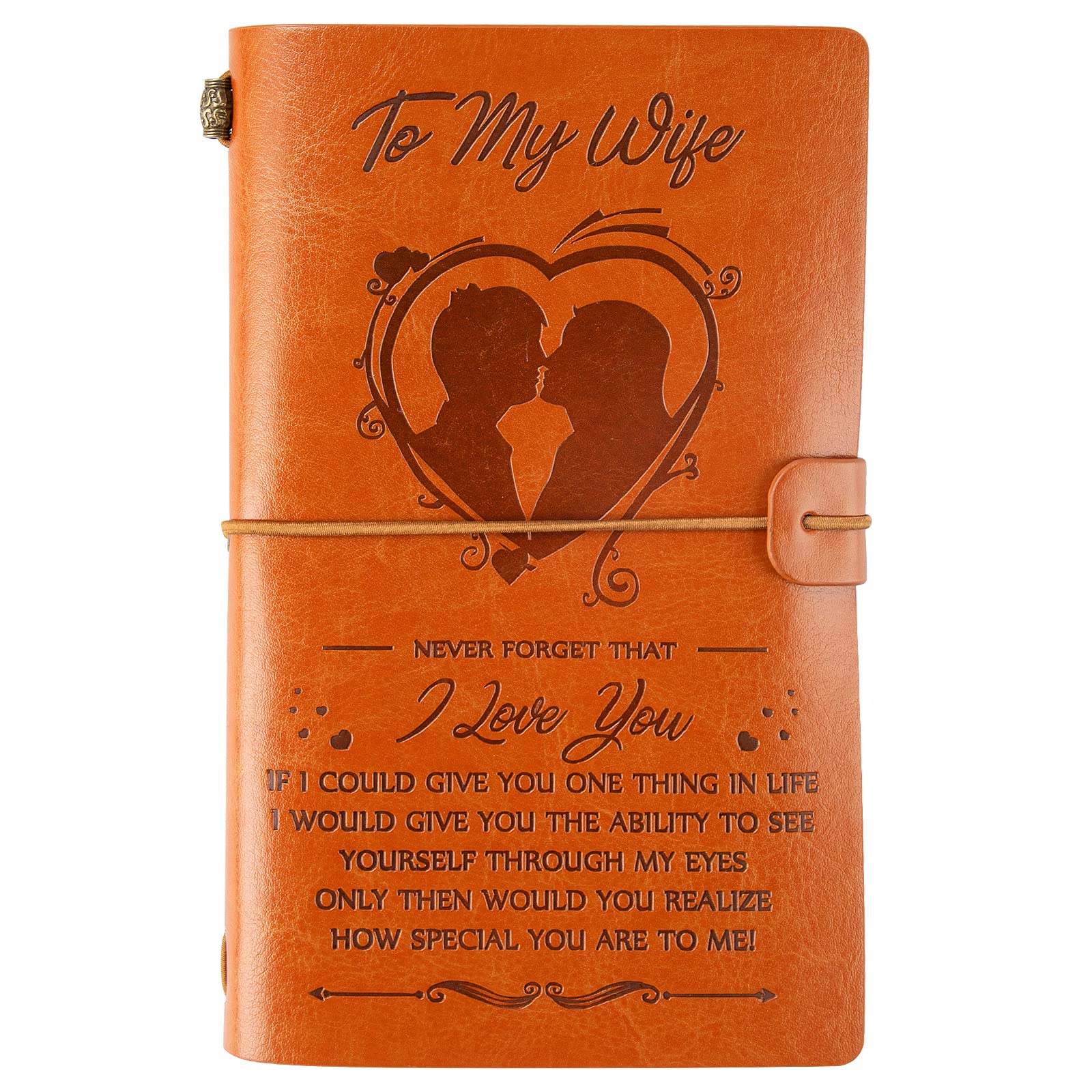 Valentines Day Gifts for Wife - to My Wife Leather Journal Gifts-Never Forget That I Love You-140 Page Notebook Travel Journal Diary Mothers Day/Birthday/Anniversary/Christmas Wedding Gifts for Wife