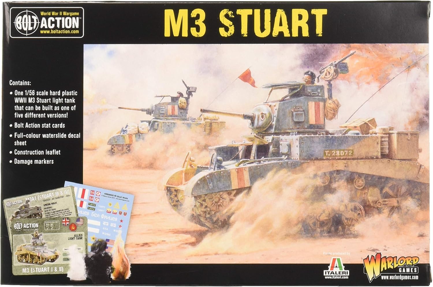 M3 Stuart Tank - 1:56 / 28mm Plastic US Army Scale Model Tank For Bolt Action by Warlord Games - Highly Detailed World War 2 Miniatures - Image 3