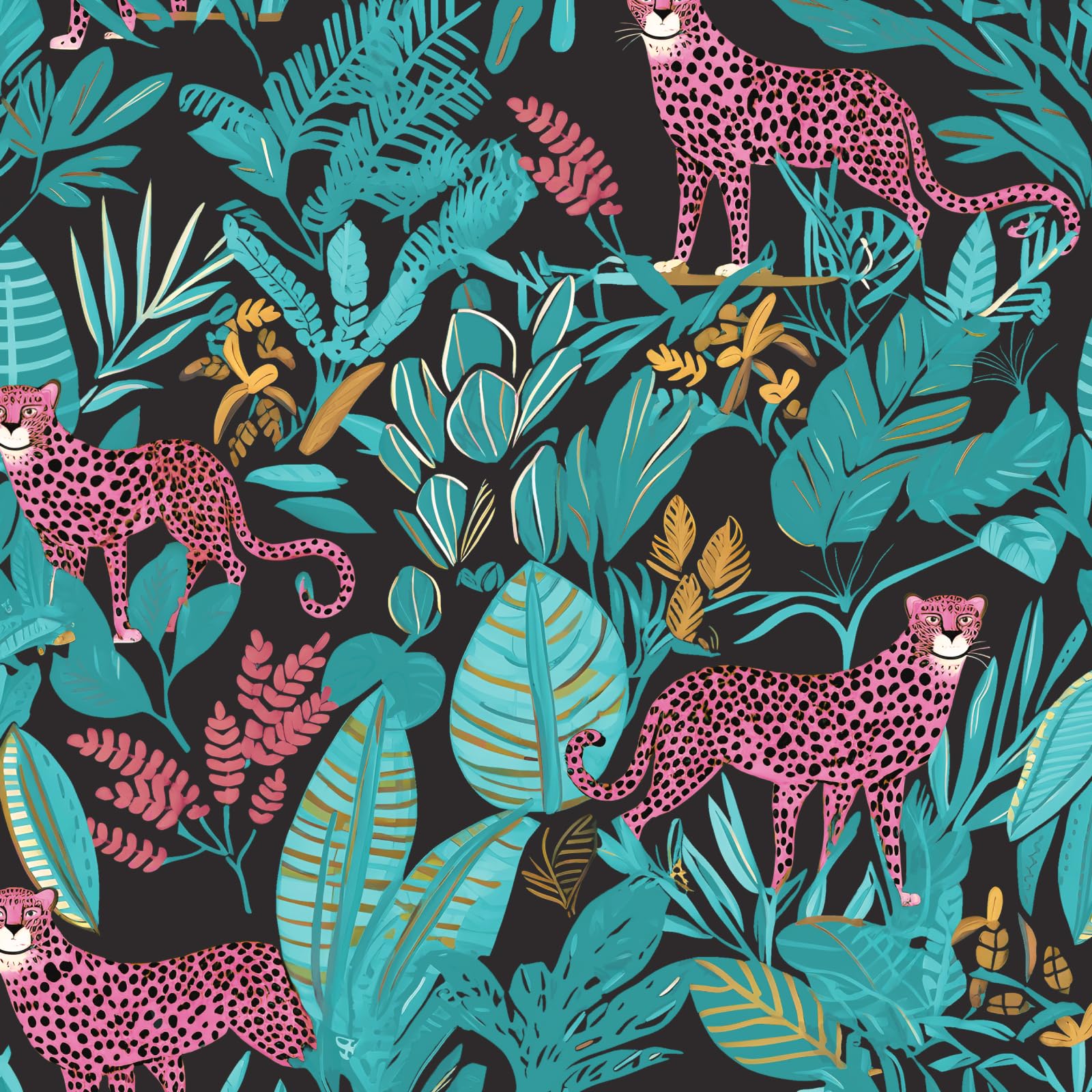 Photo 1 of XRUIBZI Leopard Wallpaper Peel and Stick Jungle Animal Wallpaper Vinyl Wallpapers Tropical Contact Paper for Cabinet Waterproof Self Adhesive Pink Wall Paper for Kitchen Countertop Wall 17.5" x 118"