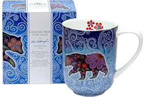 Oscardo Mug Featuring Indigenous Art - Celestial Bear by Mi'Kmaq Artist Kim McDonough, 485ml/16oz Broad Porcelain Coffee Cup,