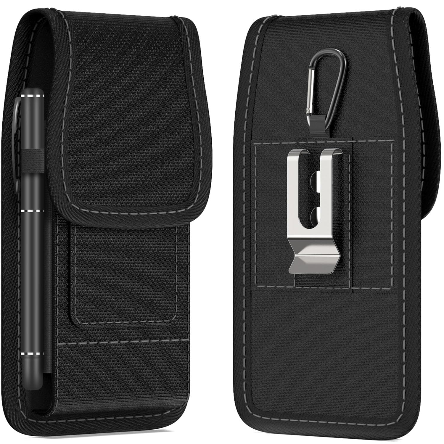 Photo 1 of CoverON Holster for Google Pixel 9 Pro XL 9a / 8 Pro 7 Pro 6 Pro/Pixel 7 6 5A 4 XL, Cell Phone Case Belt Clip Carabiner Card Holder Vertical Heavy Duty Nylon Pouch Bag (Fits Otterbox or Any Case on)