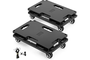 SOLEJAZZ Moving Furniture Dolly Connectable, 440 LBS Capacity Piano Moving Dolly, Heavy Duty 4 Wheel Moving Cart for Moving Heavy Furniture, Black, 2 Pack
