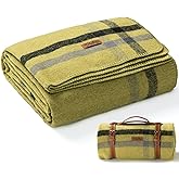 Molithe 100% Wool Blanket, 62" x 86", Warm, Thick, Washable, Military Wool Blanket, Great for Camping, Outdoors, Sporting Events, Survival Kits
