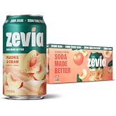 Zevia Zero Sugar Soda, Peaches and Cream, 12 oz Cans (8-Pack) &ndash; Caffeine Free, Naturally Sweetened, No Calorie Soda - Non-GMO Project Verified, Gluten-Free, Vegan
