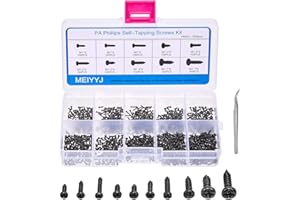 MEIYYJ 10 Kinds Small Multi-Purpose M1 M1.2 M1.4 M1.7 Phillips Head Micro Screws Self-Tapping Electronic Screws Assortment Kit Pack of 1000