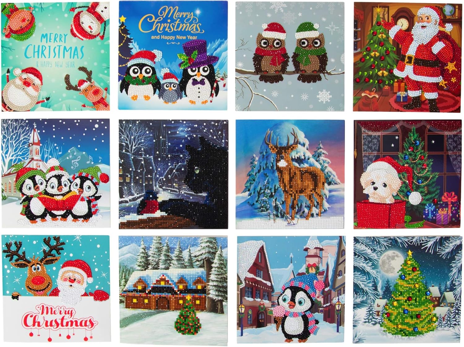 Make your own felt christmas tree decorations kit father Craft Buddy Crystal Card Making Kit, 5D Diamond Painting Greeting Cards Craft Kit (Set of 12