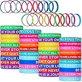 60 Pieces Motivational Quote Rubber Wristbands Colored Inspirational Silicone Bracelets Stretch Unisex Wristbands for Women Men Gifts, 20 Styles